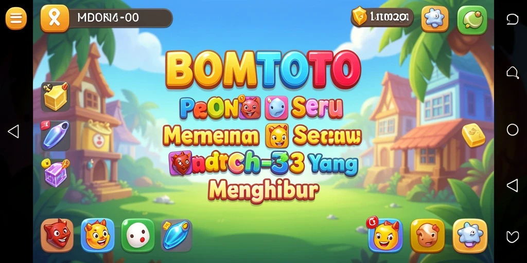Screenshot gameplay BOMTOTO menampilkan kombinasi warna-warni yang menantang.