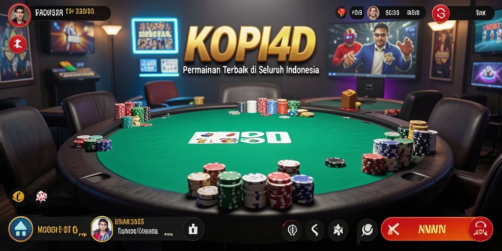 Tampilan gameplay KOPI4D dengan pemain yang berinteraksi di meja poker.