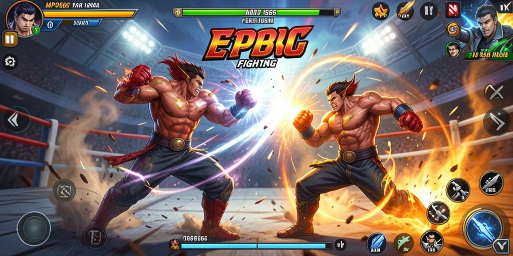 Screenshot menunjukkan aksi seru gameplay Fighting di MPO666.