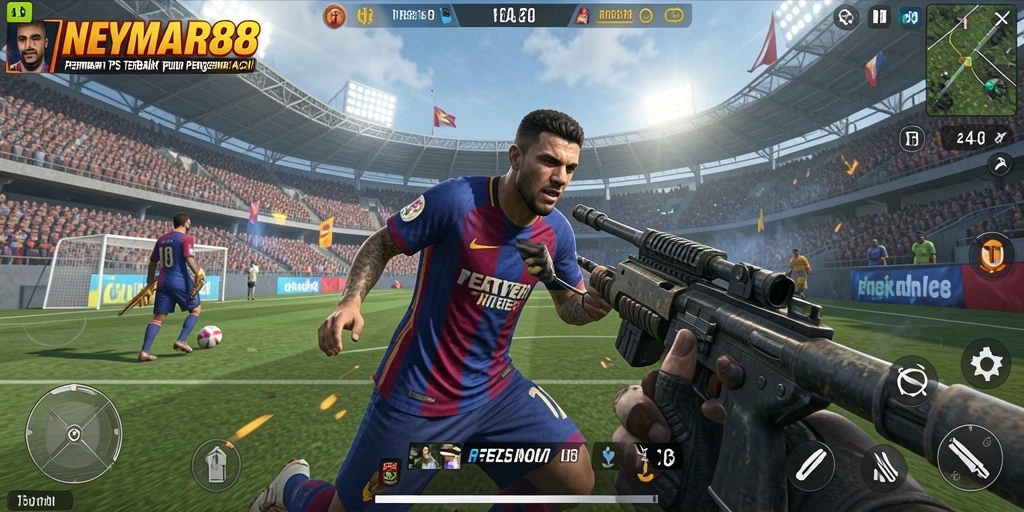Tangkapan layar yang menampilkan aksi seru dalam NEYMAR88.