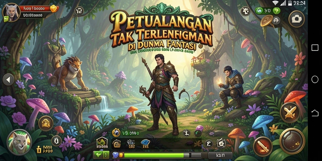 Screenshot V98 menampilkan aksi seru dalam permainan petualangan.